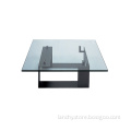 Modern Glass Coffee Table with Metal Base (TT-G01)